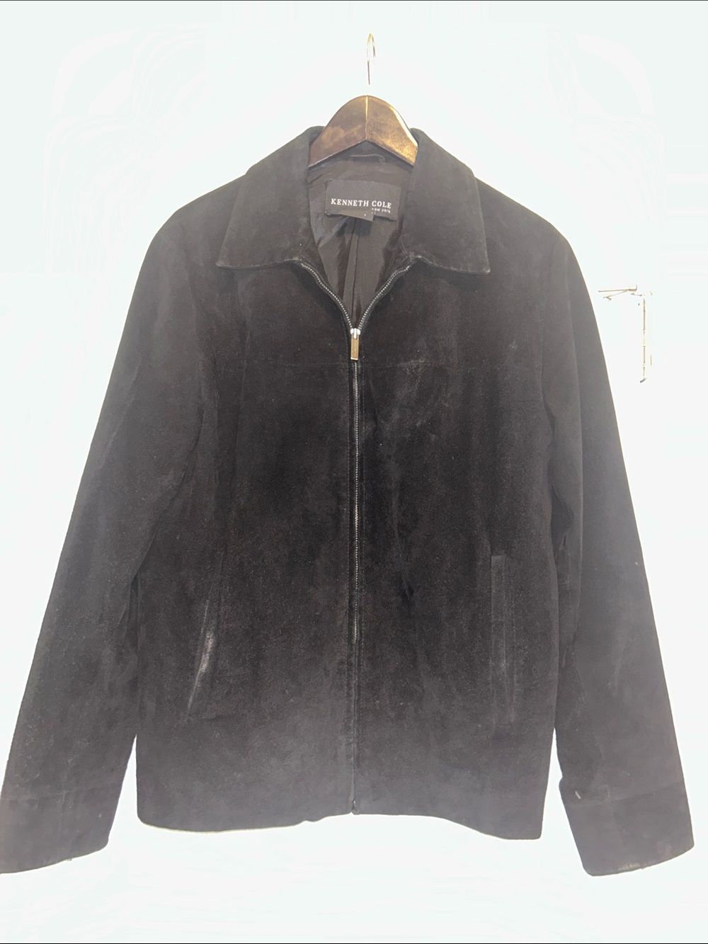Kenneth Cole New York Men's Black Suede Full Zip-Up lined Jacket size s